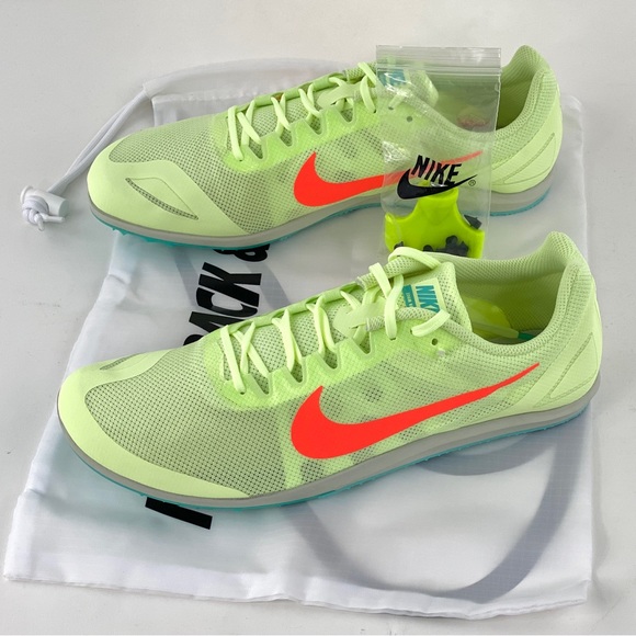 Nike Zoom Rival D 10 Volt Green Men's Track Spikes Shoes With Bag & Tool - Picture 3 of 12
